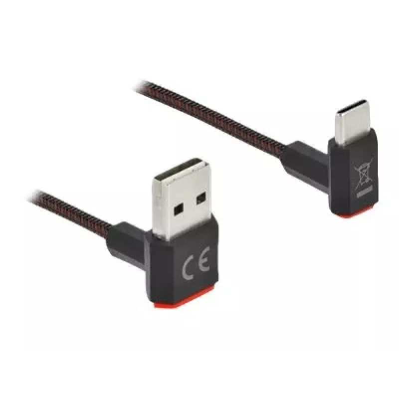USB laidas DeLOCK EASY-USB 2.0 Type-A vyriškas į Type-C vyriškas kampuotas 0,5 m juodas