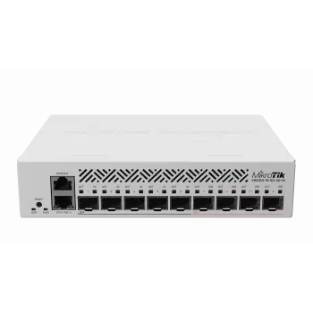 Valdomas L3 tinklo jungiklis MikroTik CRS310-1G-5S-4S+IN — 1U, 1x Gigabit, 5x SFP, 4x SFP+, 10G, DC/PoE 18–57V, 20W maks.
