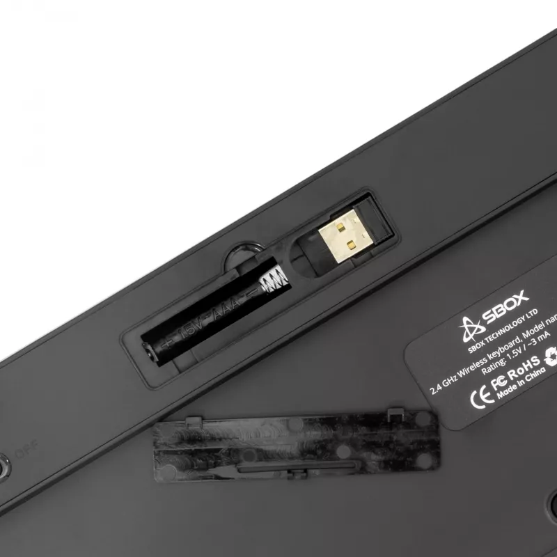 Belaidė klaviatūra SBOX WK-26 US su multimedijos klavišais ir JAV išdėstymu
