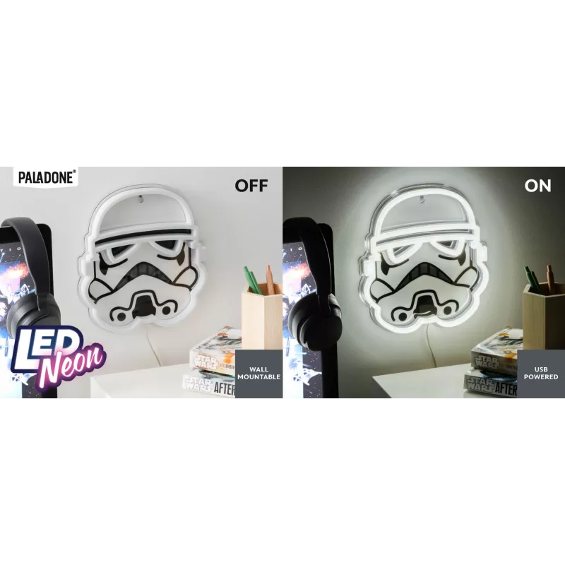 LED neoninė sieninė lempa Paladone Stormtrooper modelis PP14595SWVN, dekoratyvinis „Žvaigždžių karų“ apšvietimas