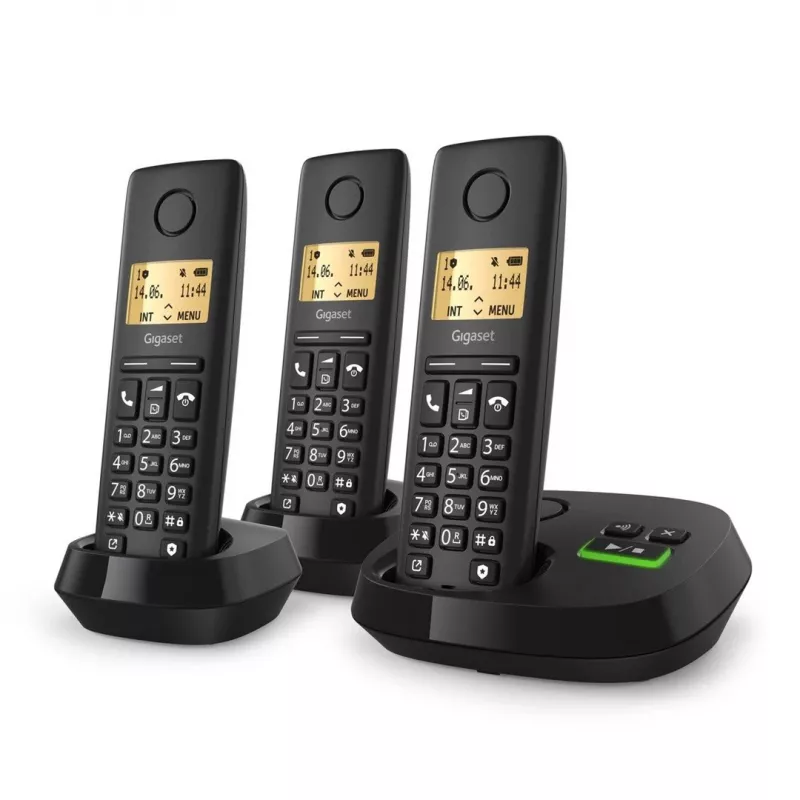 Belaidis telefonas Gigaset PURE 100 AM Trio – DECT, ilgas baterijos veikimo laikas, trijų rageliai