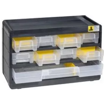 Dėžė smulkioms detalėms allit VarioPlus Basic 15, 300×190×135 mm, juoda/geltona