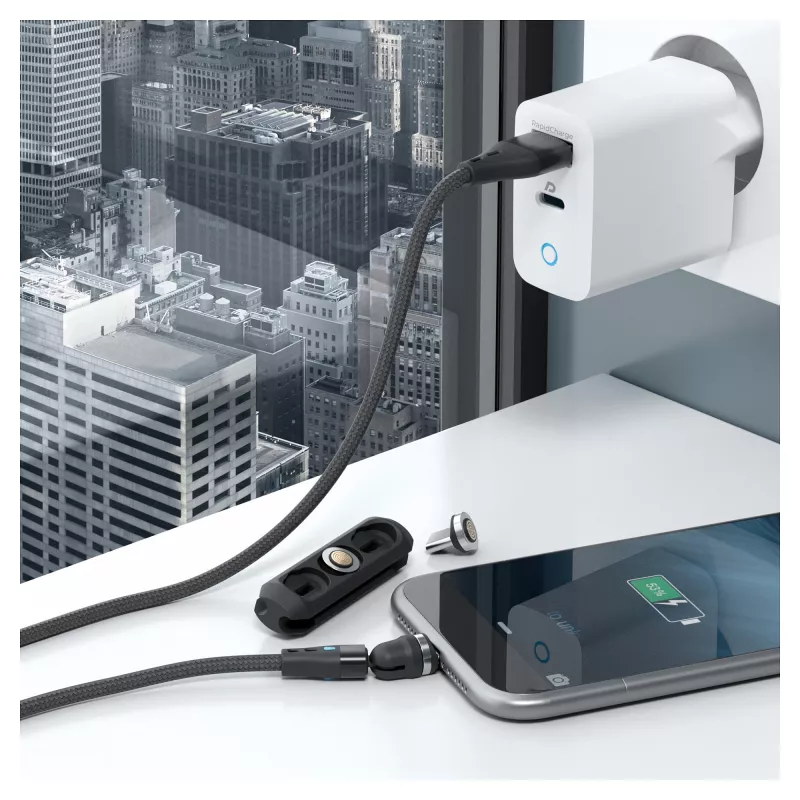 USB kabelis RealPower MagneticCharge3 1 m USB A juoda mėlyna raudona
