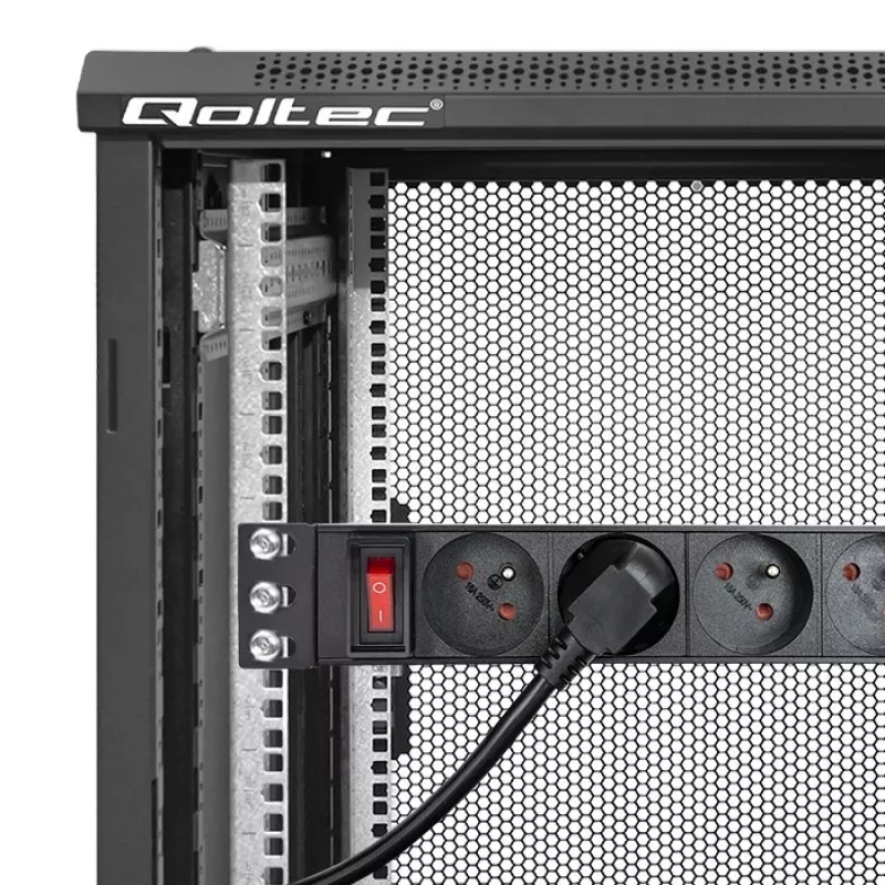 Qoltec aliumininis PDU 10'' RACK | 1U | 16A | 4xFRENCH | 1,8m