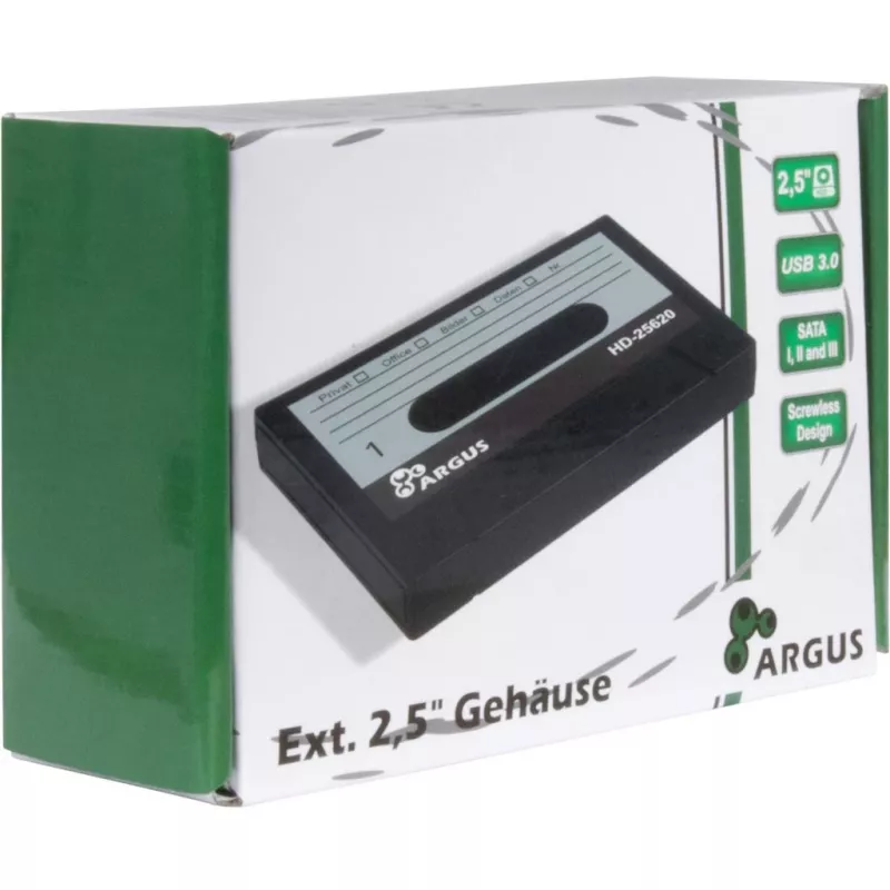 Išorinis HDD dėklas Inter-Tech HD-25620 juodai baltas 2,5 colio