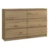 Komoda Top e shop M6 120 ARTISAN, ąžuolo spalvos, 6 stalčių, 1200×300×770 mm