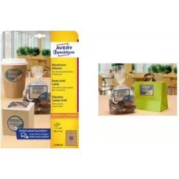 AVERY L7108-25 etiketės – kraft popierius 105×57 mm, 25 lapų, 100% perdirbta