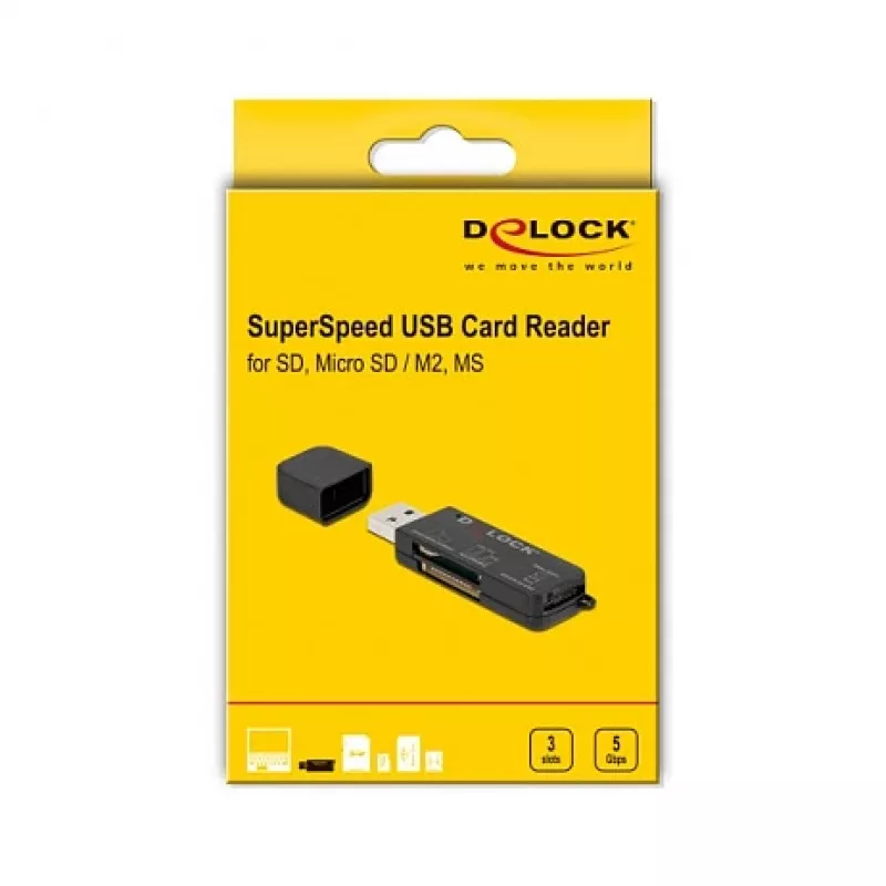 Card Reader DeLOCK SuperSpeed USB SD, Micro SD, MS