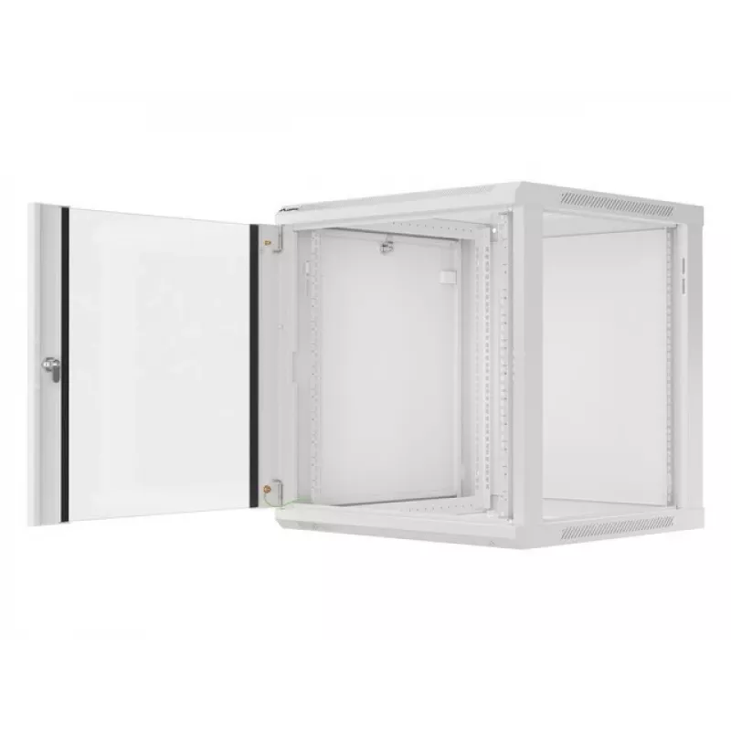 Lanberg sieninis montažinis stovo spintos korpusas 19'' 12U 600x600mm pilkas (stiklinės durys)