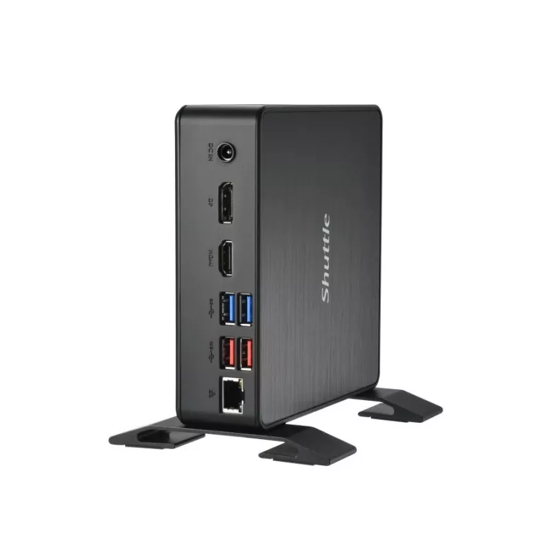 Shuttle XPC Nano PC NC40U, Intel Celeron 7305U, 1x HDMI, 1x DP, 1x USB-C/DP, 6x USB3.2, 1x 2,5 colio vieta, 2x M.2, 1x LAN, RAID, 24/7 nuolatinis darbas, su VESA ir stovu
