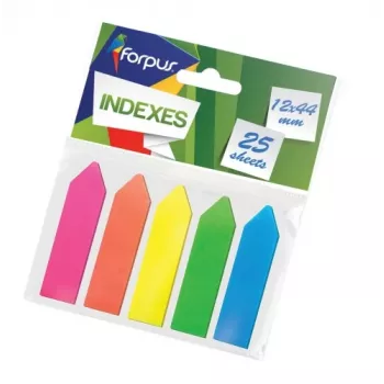 Paper-index Forpus, 12x44mm, asorti, plastmasiniai, rodyklės (5x25) 0718-105