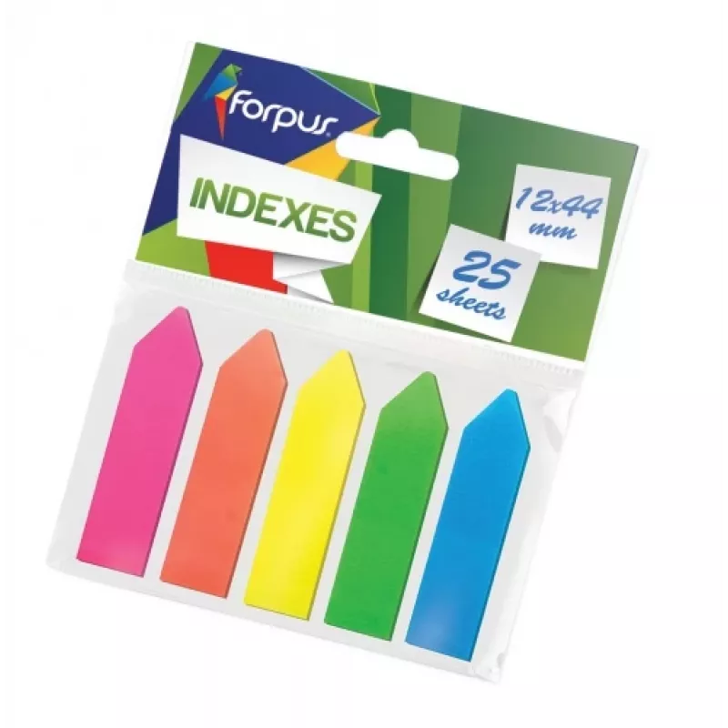 Paper-index Forpus, 12x44mm, asorti, plastmasiniai, rodyklės (5x25) 0718-105