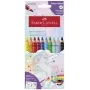 Spalvoti pieštukai Faber-Castell Einhorn Jumbo Grip — 10 vnt., trikampis storas kotas, minkštas šerdis