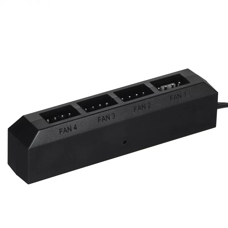 DeepCool FH-04 ventiliatorių šakotuvas — 20 kontaktų ATX į 4× 3 kontaktų Molex, 0,55 m laidas, juodas