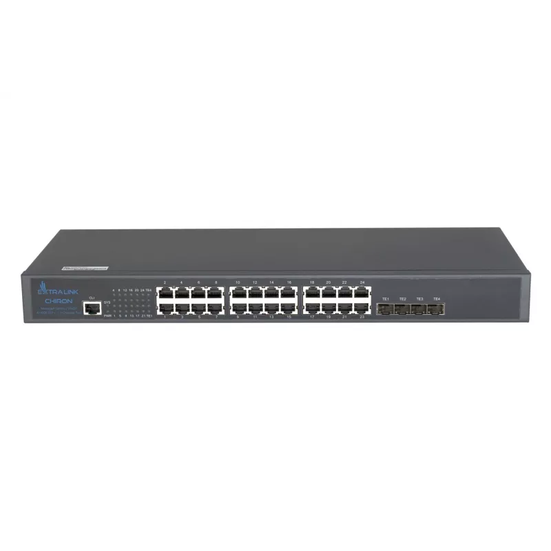 Valdomas tinklo jungiklis Extralink Chiron 24x RJ45 1000Mb/s 4x SFP+ L3