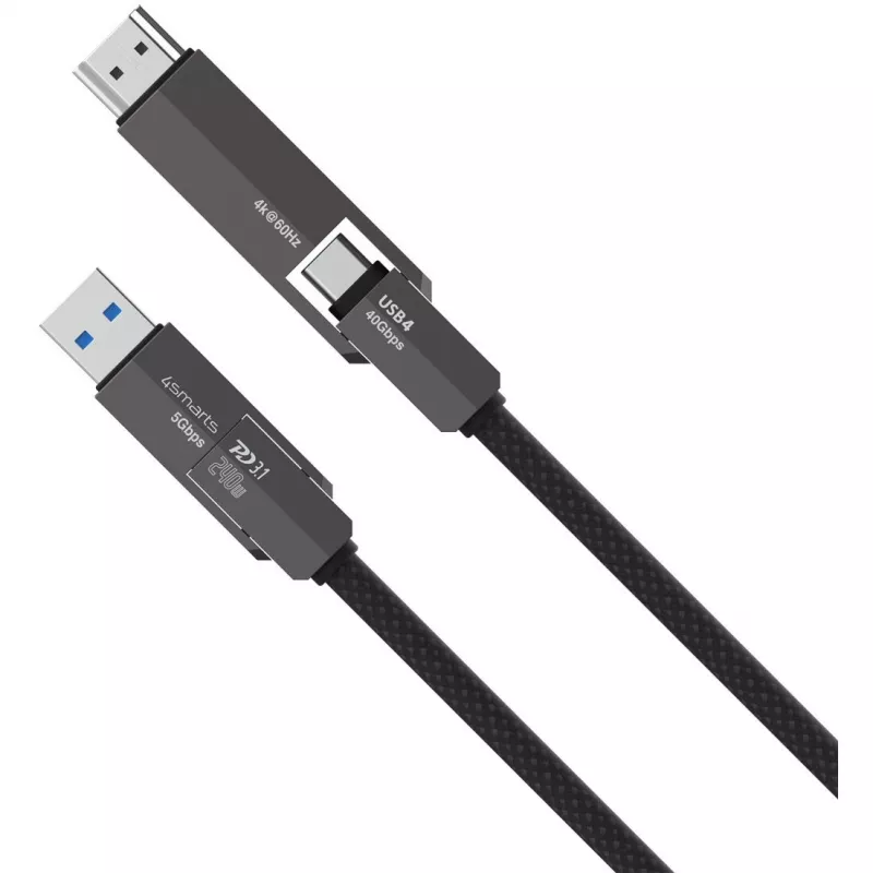 USB4–HDMI laidas 4smarts ComboCord 240W 1,5 m