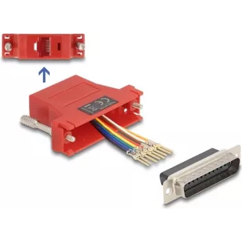 DeLOCK D-Sub 25 pin moteriška į RJ45 moterišką surinkimo komplektas raudonas VGA RJ-45