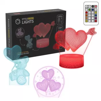 Manta SNL115RGB RGB LED lempa su 3D širdimi dekoratyvinė