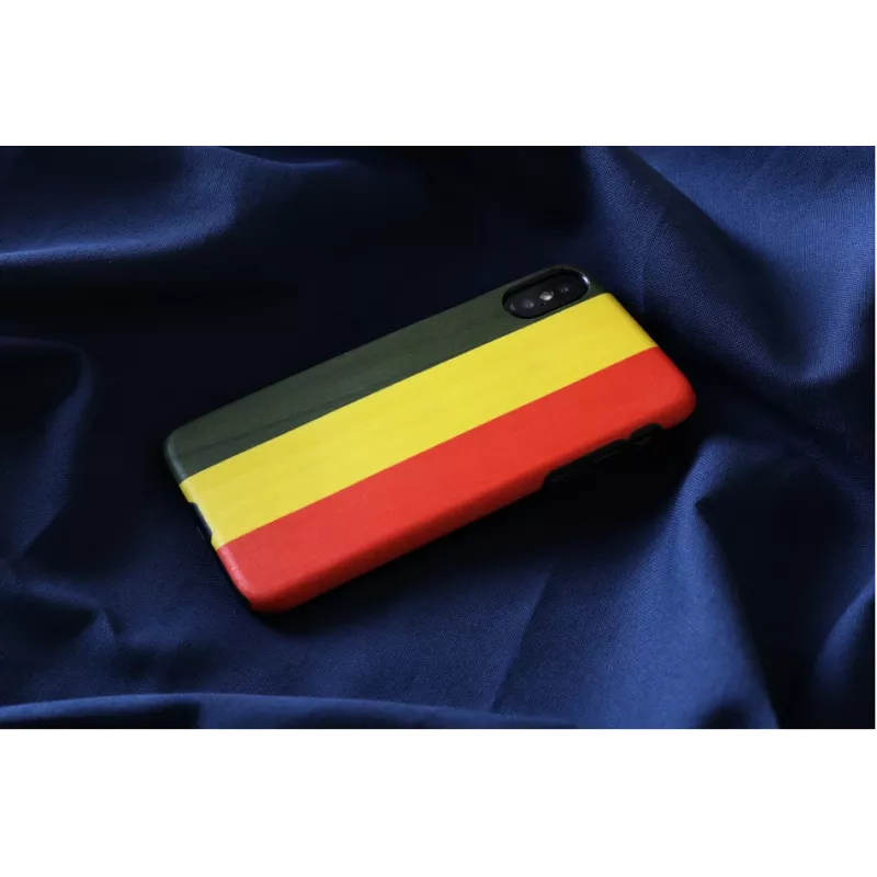 Dėklas iPhone X/XS iš medžio ir polikarbonato – Reggae Black, apsauginis kietas nugarėlės dėklas