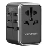 Vention 65 W GaN kelioninis adapteris su įkrovikliu, 2x USB-A 2x USB-C, juodas