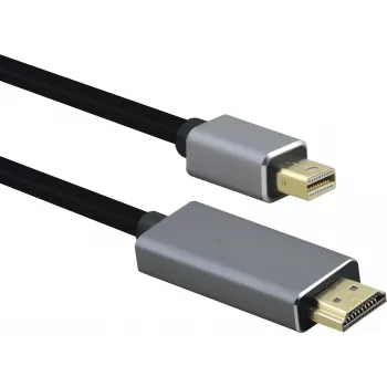 Laidas helos mini DisplayPort (vyriškas) į HDMI 1.4 (vyriškas), PREMIUM 4K, 2,0 m, TPE apvalkalas, aliuminio korpusas, auksuoti kontaktai