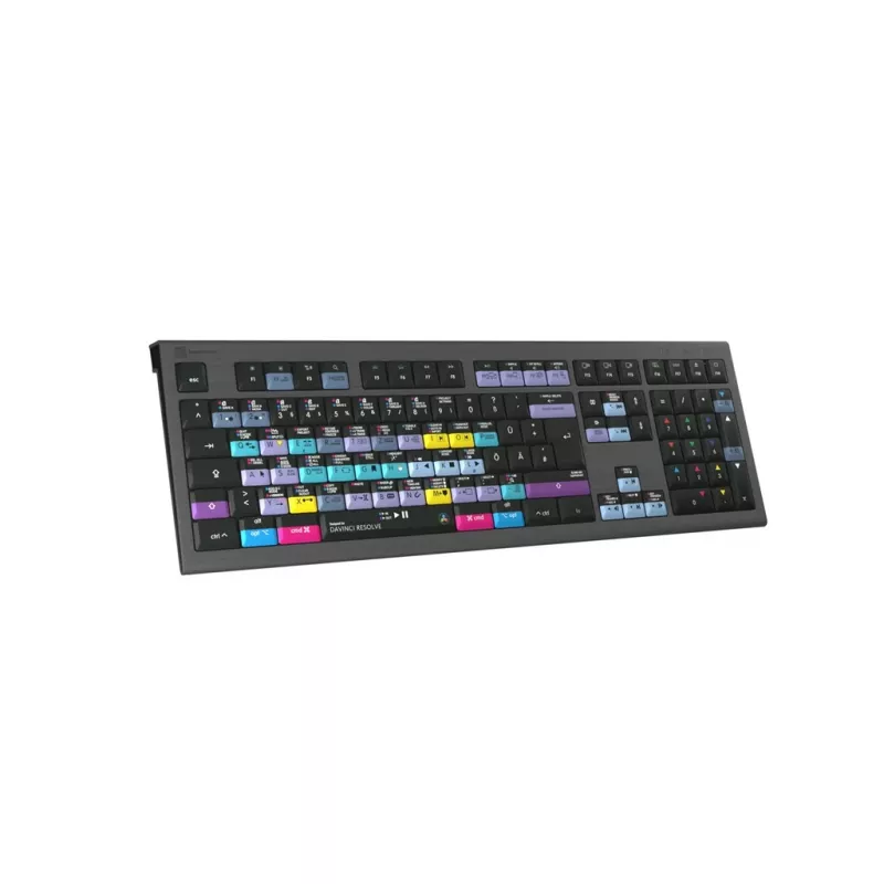 Logickeyboard ASTRA 2 DaVinci Resolve klaviatūra „Mac“, pilno dydžio, laidinė USB, žirklinis mechanizmas, QWERTZ vokiška, juoda
