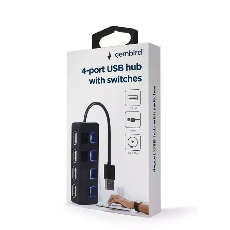 USB 2.0 4 prievadų šakotuvas Gembird UHB-U2P4-05
