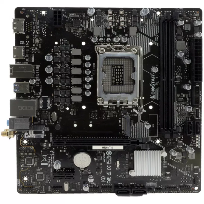 Pagrindinė plokštė Biostar H610MTE DDR4 LGA1700 Micro-ATX