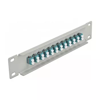 DeLOCK 10 inch 12 prievadų LC Duplex šviesolaidžio pataisų skydas 1U, Aqua ir pilka