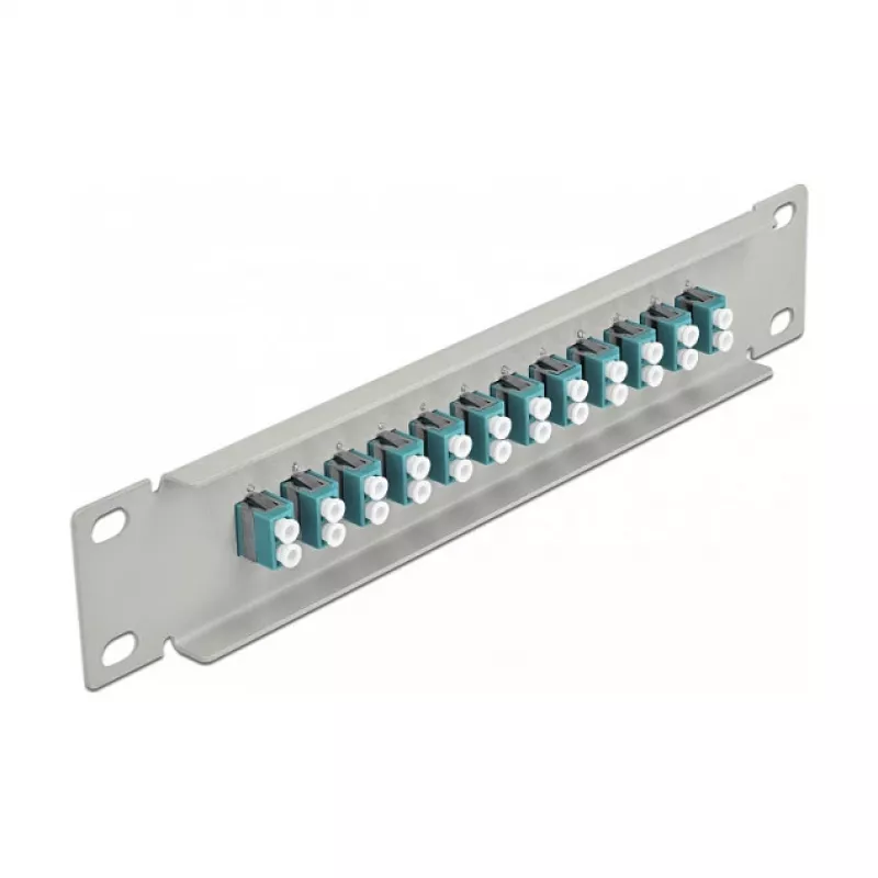 DeLOCK 10 inch 12 prievadų LC Duplex šviesolaidžio pataisų skydas 1U, Aqua ir pilka