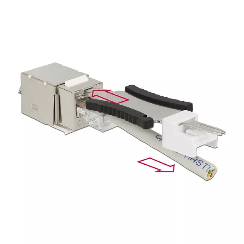 Keystone modulis DELOCK 86404 — RJ-45 sidabrinis, 38,5×22,3×17,3 mm