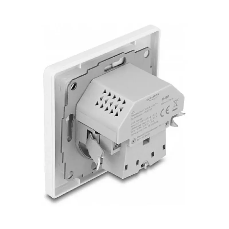 DeLOCK 11499 Kištukinis lizdas su USB-A ir USB-C, baltas