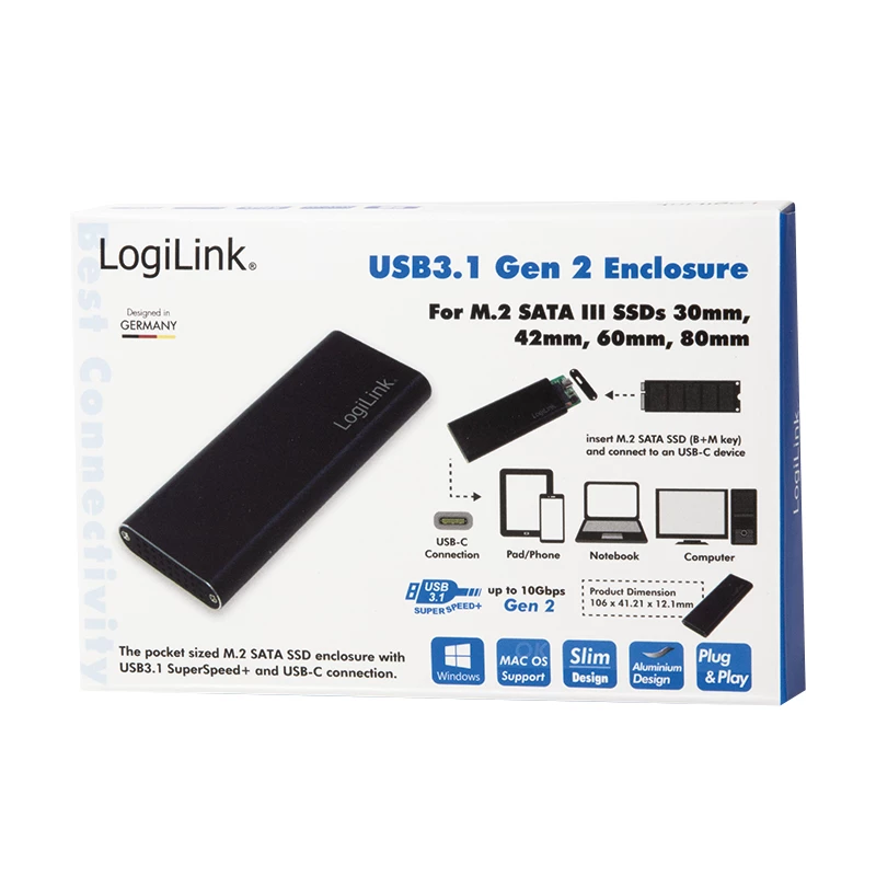 SSD korpusas LogiLink UA0314 Juodas M.2