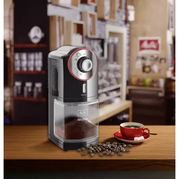 Melitta Molino 100 W Juoda, Raudona, Nerūdijantis Plienas