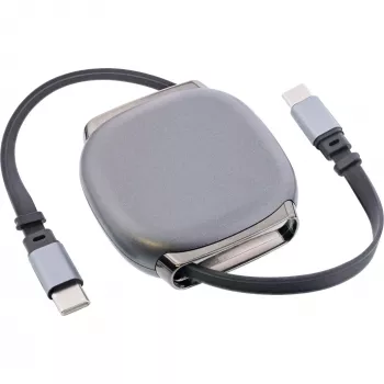 USB-C laidas InLine 35850, 100W galios tiekimas, 0,80 m, juodai pilkas