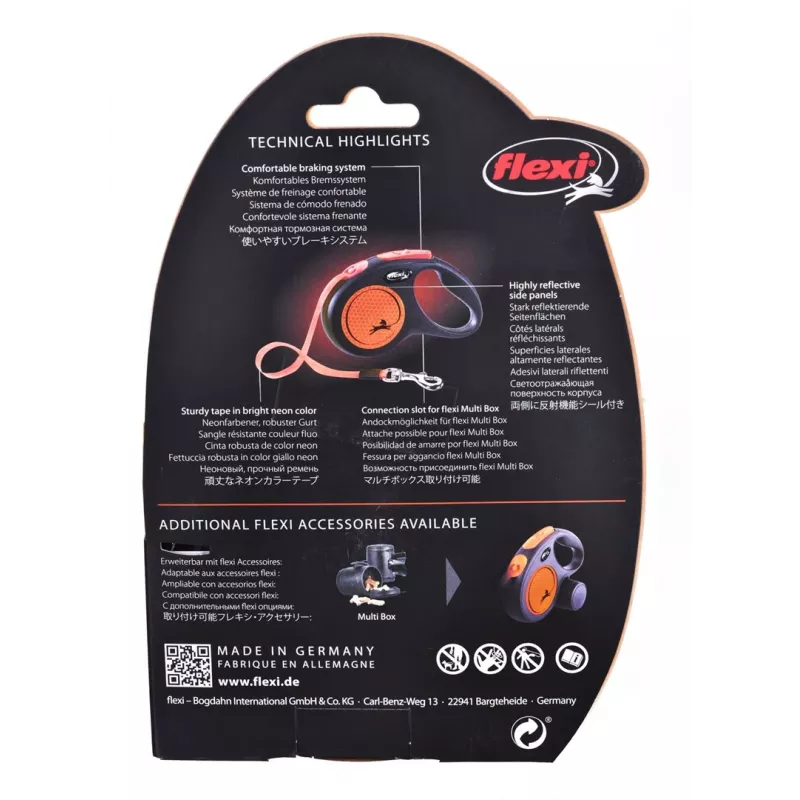 FLEXI New Neon S – atsitraukiantis pavadėlis – 5 m