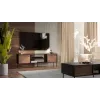 TV spintelė Cama Meble EF CORTINA 180×40×60 cm, juodas viršus, riešutmedžio spalvos rėmas