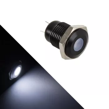 Apšviestas atsparus smūgiams mygtukas Lamptron LAMP-SW2004-H, juodas polikarbonatas, baltas taškas