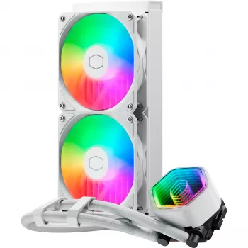 Skystas CPU aušintuvas Cooler Master MasterLiquid 240 Core II White — 240 mm, 2x 120 mm ventiliatoriai (650–1750 RPM), įvorinis guolis