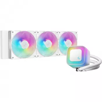All-in-one skysčio aušintuvas DeepCool LE360 WH V2 12 cm Baltas – 360 mm radiatorius, 3x120 mm ventiliatoriai, LGA 1851 palaikymas
