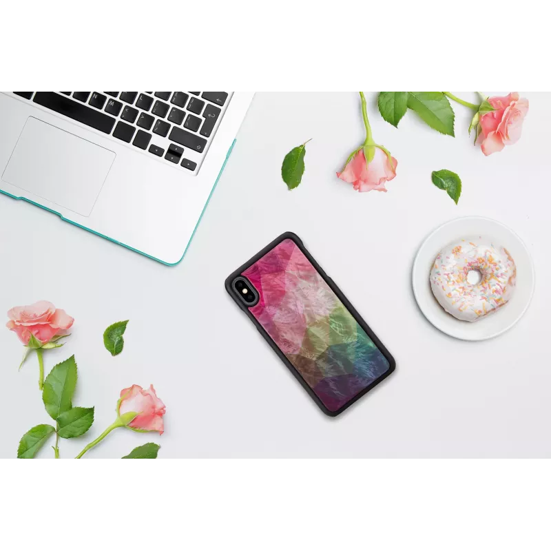 Apsauginis dėklas iPhone XS Max iKins — vandens gėlės raštas, juodas