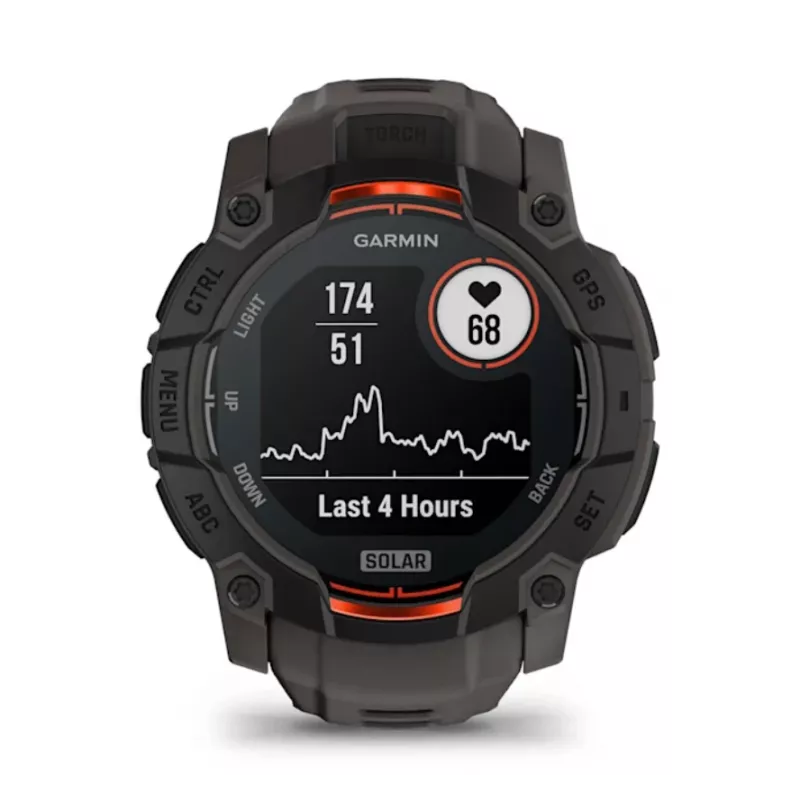 Garmin Instinct 3 Solar GPS išmanusis laikrodis 1,3 colio MIP 176x176 jutiklinis ekranas juodas