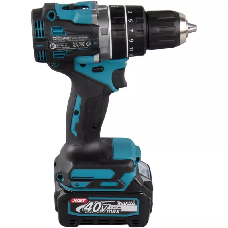 Makita besmūgis rotacinis plaktukas / gręžtuvas 2 greičiai, raktinis griebtuvas 13 mm, 64 N·m, 2 baterijos ir įkroviklis, 40 V