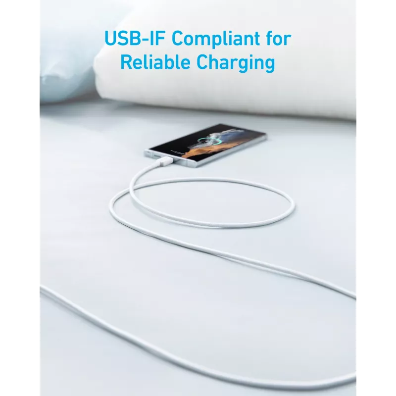 USB A į USB C laidas Anker A81H5G21 — 0,9 m, baltas