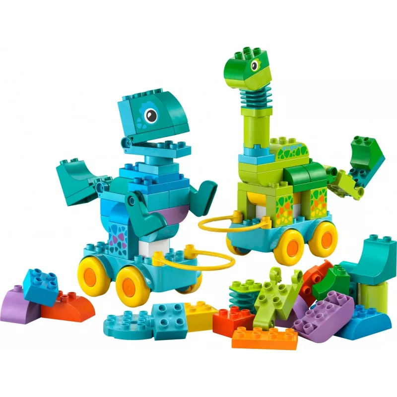 Konstruktorius LEGO DUPLO 10451 Dinozaurai ant ratų 3-in-1 rinkinys, 108 dalių, nuo 3 metų, aukštis 220 mm