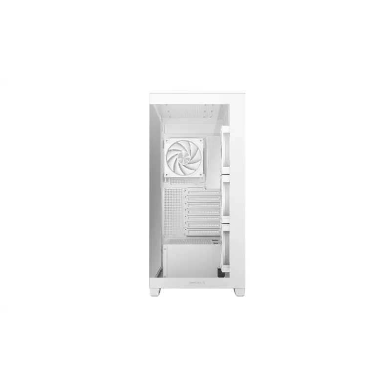 Korpusas DeepCool CG580 4F V2 Midi Tower baltas – ATX, grūdintas stiklas, 3x120mm šoniniai ventiliatoriai, 360mm šoninis radiatorius