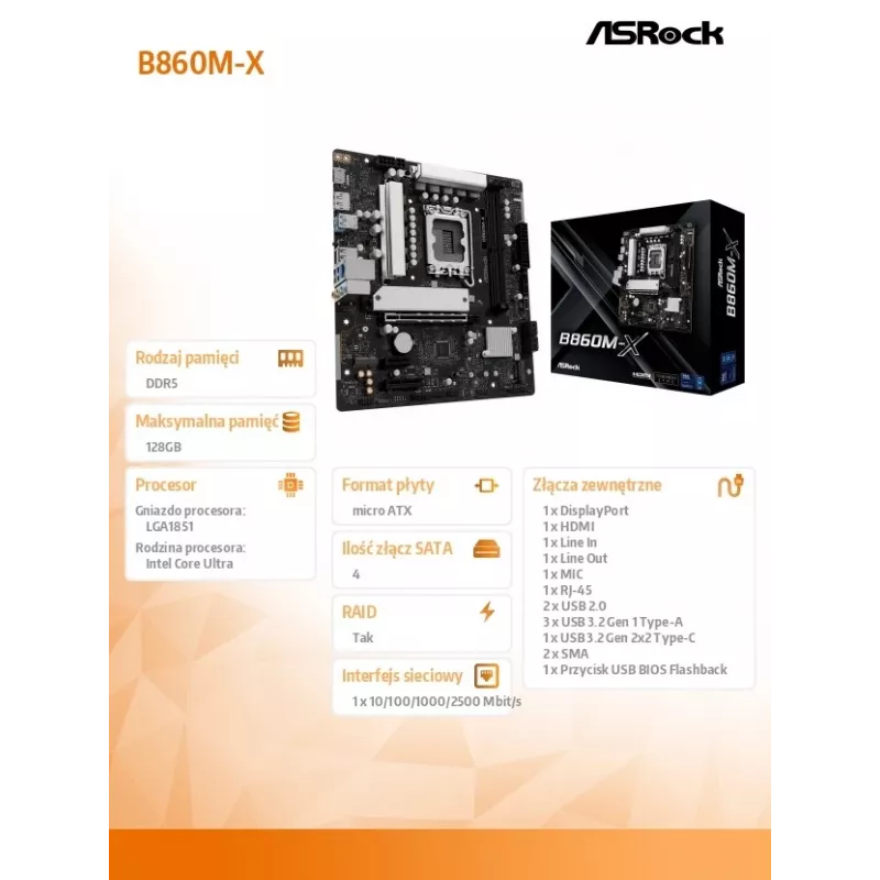 Motininė plokštė ASRock B850M-X WiFi AMD B850 Socket AM5 micro ATX