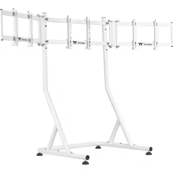 Triple Monitor Stovas Snow, skirta lenktynių simuliatoriaus kėdei GR500, Monitoriaus laikiklis Baltas, tinka 32–55 colių monitoriams