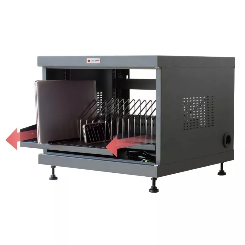 Stovo lentyna TECHLY 367652 kabelių tvarkyklė su 3M lipnia juosta, plieninė, 550×550×410 mm, juoda