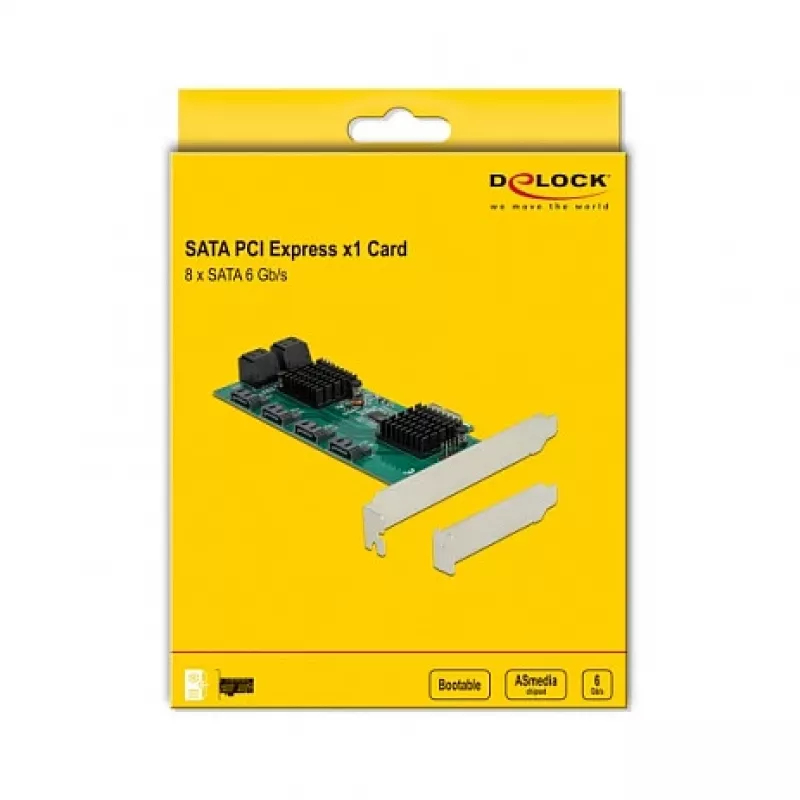 DeLOCK 8 prievadų SATA PCI Express x1 kortelė, žemo profilio formato